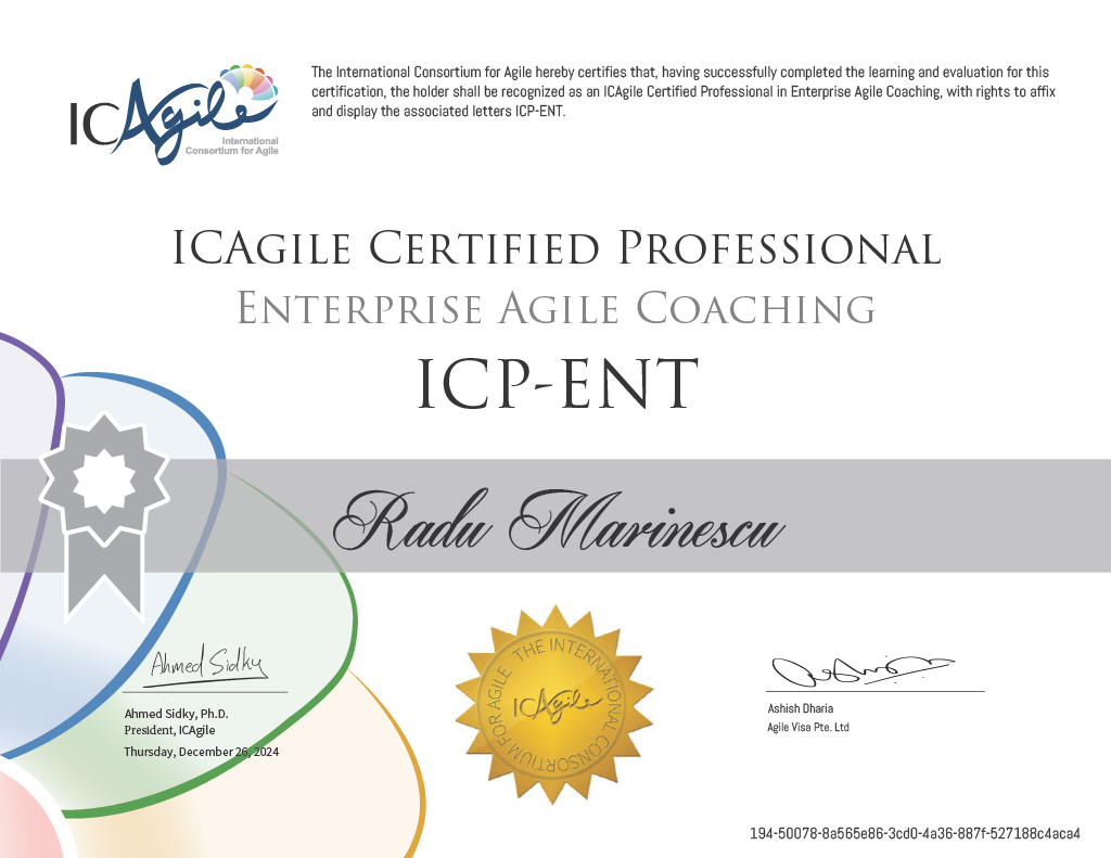 Certified Professional Enterprise Agile Coaching ICP-ENT