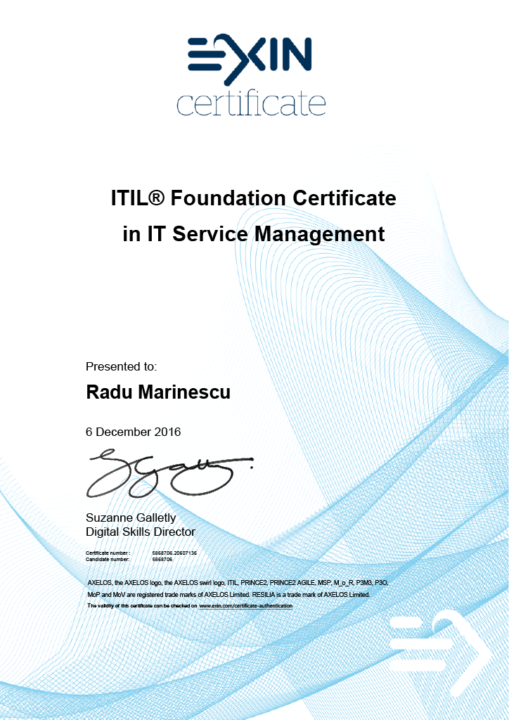 ITIL Foundation Certificate in IT Service Management