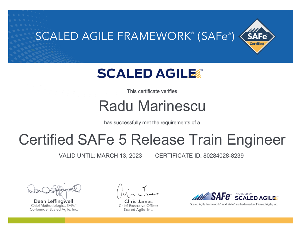 Certified SAFe Release Train Engineer RTE