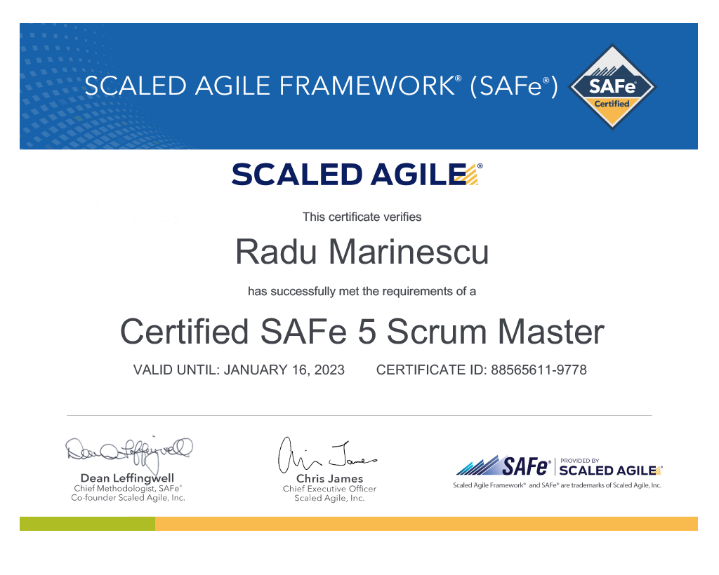 Certified SAFe Scrum Master SSM